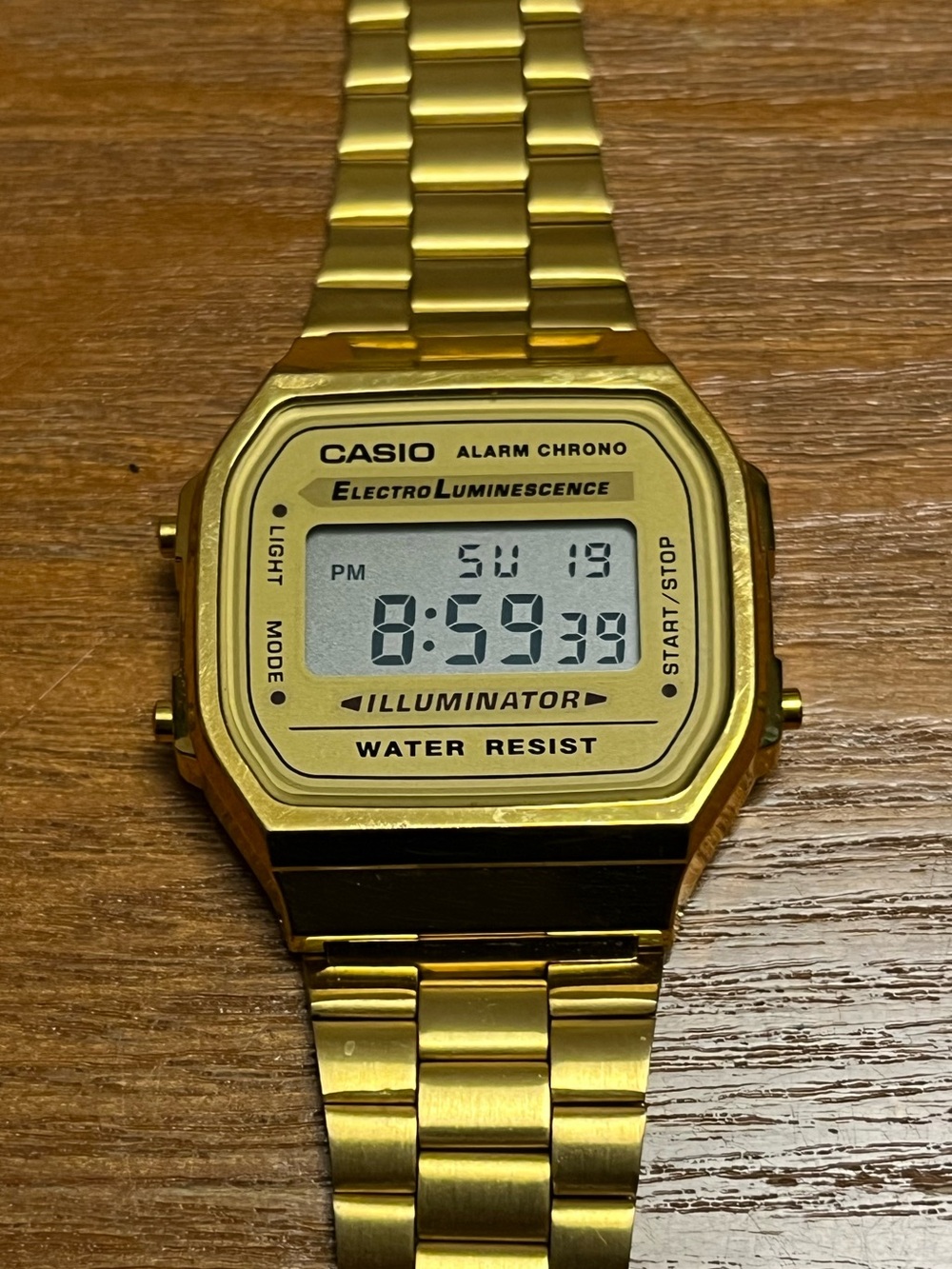Casio A168 Gold Tone Illuminator Digital Watch Retro Vintage Style